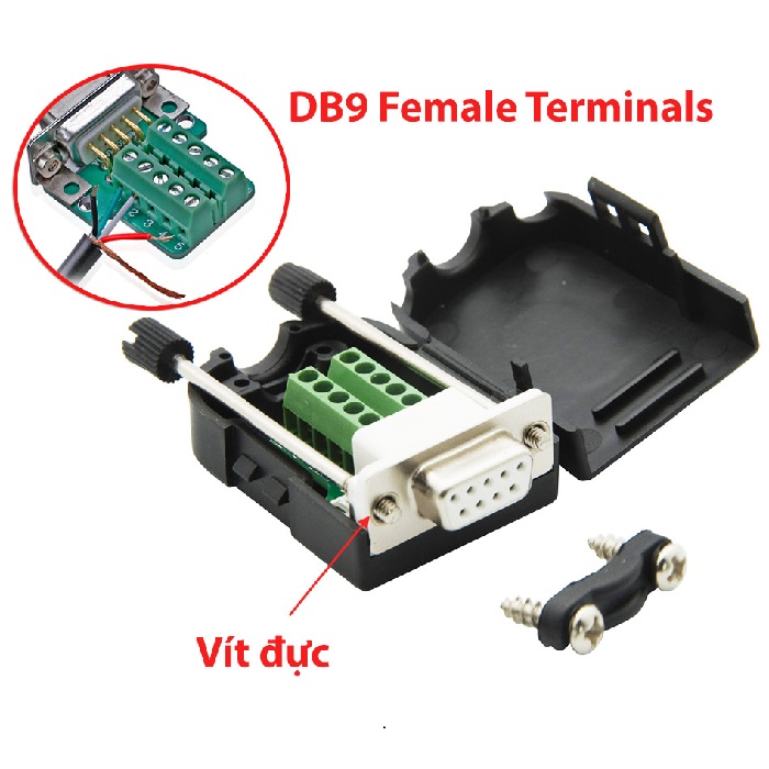 Đầu bấm nối DB9 RS232 vặn vít 